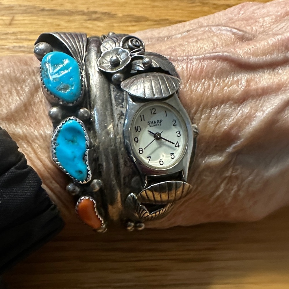 Silver and Turquoise Bracelet Watch